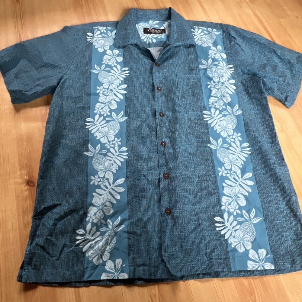 Men's Hawaiian Aloha Print Shirt -‎ Favant - Sz XL